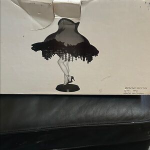 Black vintage Silhouette Lamp with blue  Fringe